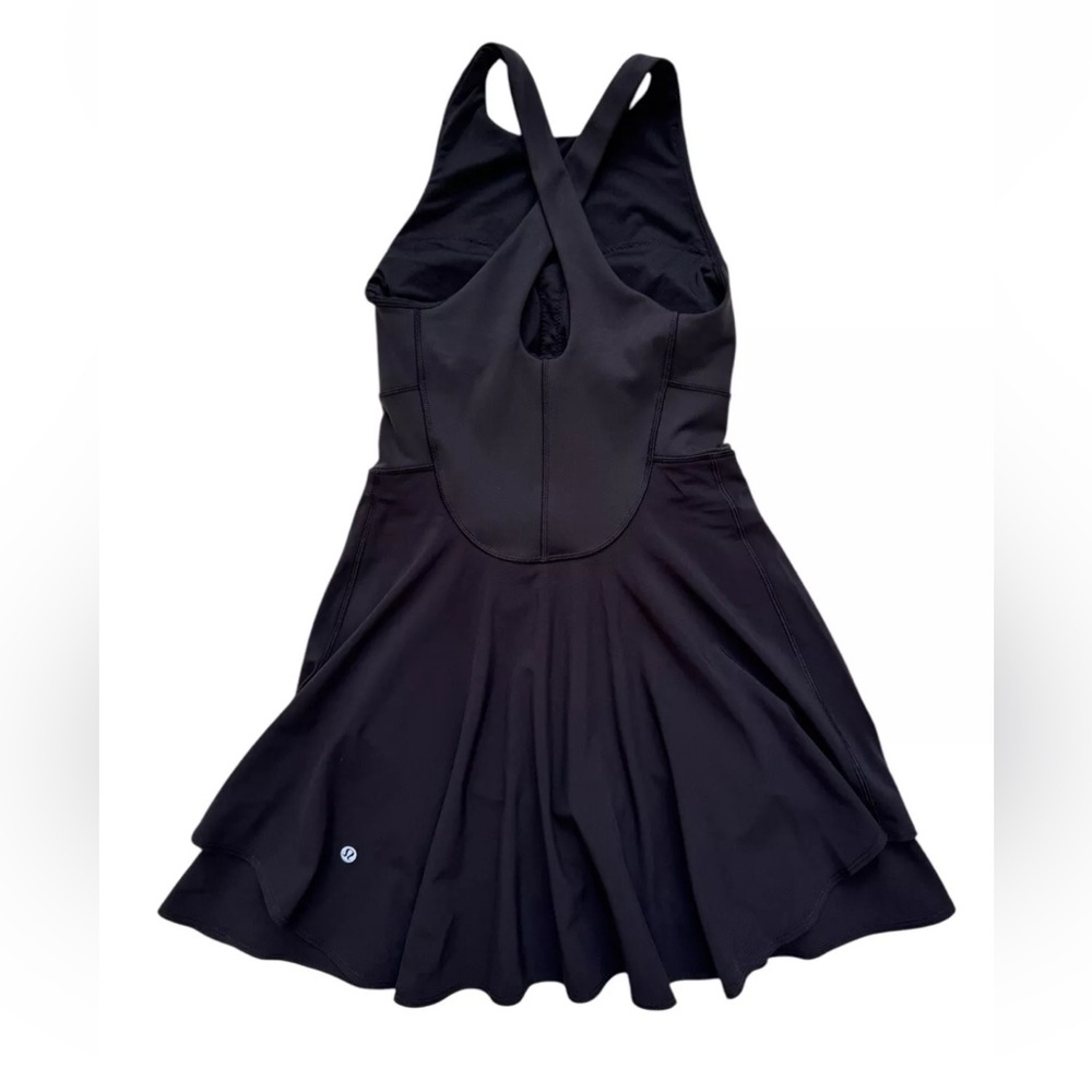 Lululemon Court Crush Tennis Skort Dress Sz 2 Black Built In Bra - Picture 5 of 9